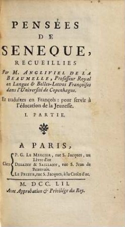 Pensées de Séneque, 1