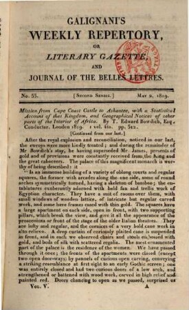 Galignani's repertory or literary gazette and journal of the belles lettres. 5. 1819
