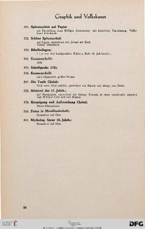 Graphik und Volkskunst (Nr. 331-341)