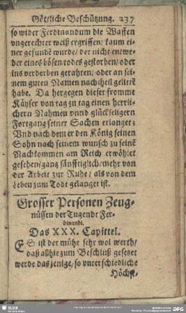 Grosser Personen Zeugnüssen der Tugendt Ferdinandi. Das XXX. Capittel