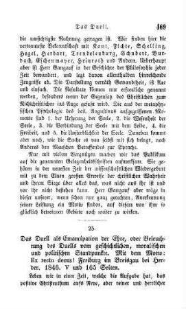 469-471 "Das Duell als Emancipation der Ehre : oder Beleuchtung des Duells vom geistlichen, moralischen und politischen Standpunkte