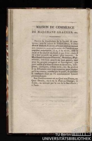 Maison de Commerce de Marchand Grainier. etc.
