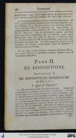 Pars II. De Dispositione.