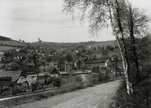Schlema, Ortsansicht : Schlema. Ortsansicht gegen Schneeberg