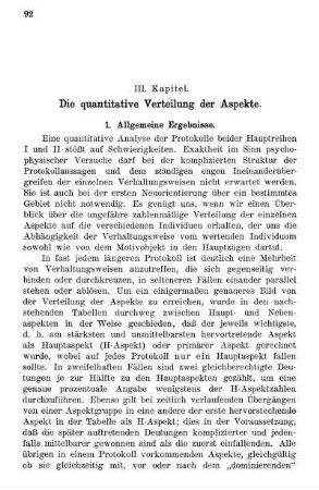 III. Kapitel. Die quantitative Verteilung der Aspekte.