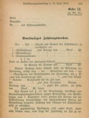 Muster IX. (zu Art. 67)