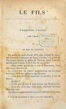 Le fils : Par Émile Richebourg, 1