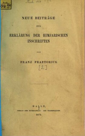 Beiträge zur Erklärung der Himjarischen Inschriften. [2], Neue Beiträge
