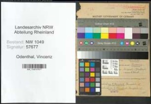 Entnazifizierung Vincenz Odenthal , geb. 01.03.1897 (Lehrer)