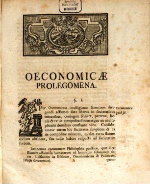 Oeconomica Methodo Scientifica Pertractata, 1. In Qua Agitur De Societatibus Minoribus, Coniugali, Paterna Et Herili