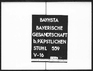 Maier, Max, Diener bei der Gesandtschaft, Anmeldung an der Quästur in Rom.