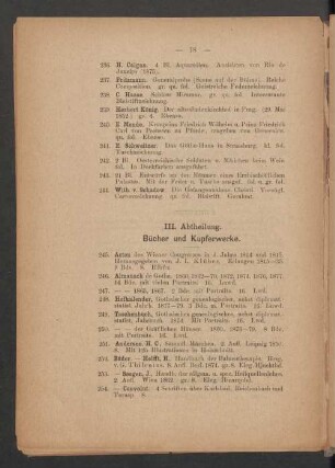 III. Abtheilung. Bücher und Kupferwerke