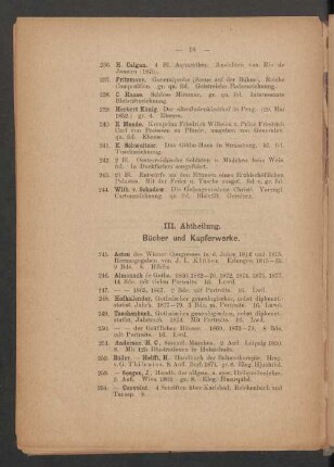 III. Abtheilung. Bücher und Kupferwerke