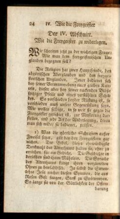 Der IV. Abschnitt. Wie die Freygeister zu widerlegen