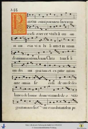 [125v - 127v] Nachträge (17. Jh): Credo; Benedictus- und Magnificat - Antiphonen; Dies irae romanum.