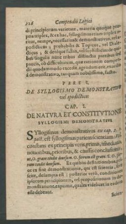 Cap. I. De Naturae Et Constitutione Syllogismi Demonstrativi.