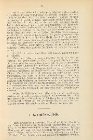 V. Kommissionsgeschäft.