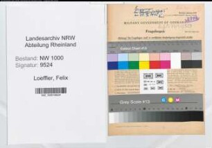 Entnazifizierung Felix Loeffler, geb. 20.11.1884 (Regierungsdirektor)