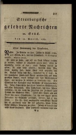 30. Stück, den 12. Aprill, 1783.