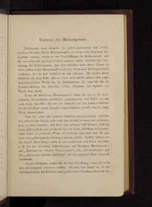 Vorwort des Herausgebers.