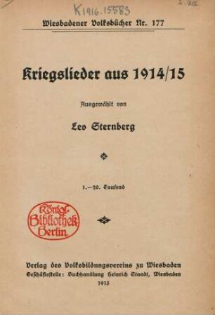 Kriegslieder aus 1914/15