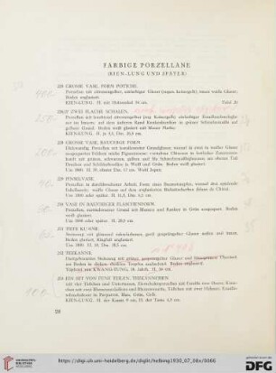 Farbige Porzellane (Kien-Lung und später) (Nr. 225-240)