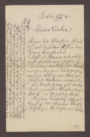 Schreiben von Constantin Fehrenbach, Berlin, an Elisabeth Rosset, Italiens Kriegseintritt und die Rolle von Matthias Erzberger in der Außenpolitik