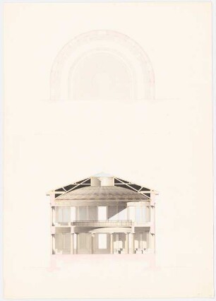 Kunsthalle oder Museum: Grundriss des Anbaus, Querschnitt
