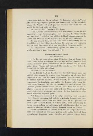 Wissenschaftlicher Abend am 1. Februar 1902.
