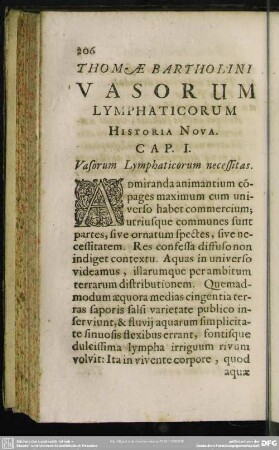 Thomae Bartholini Vasorum Lymphaticorum Historia Nova