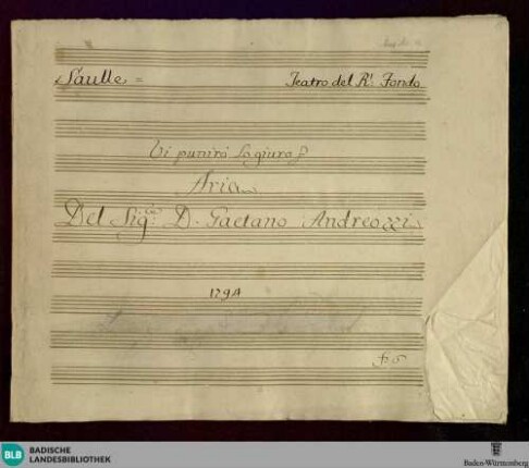 Saulle. Excerpts - Don Mus.Ms. 11 : S, orch