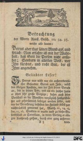 Betrachtung der Worte Apost. Gesch. 10, 34. 35.