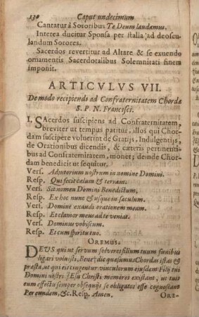 Articvlvs VII. De modo recipiendi ad Confraternitatem Chordae S.P.N. Francisci.