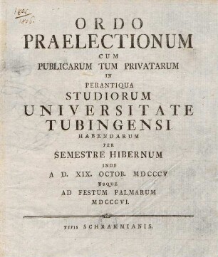 Vorlesungsverzeichnis 1805/06