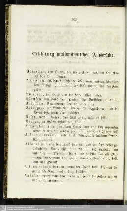 Erklärung waidmännischer Ausdrücke