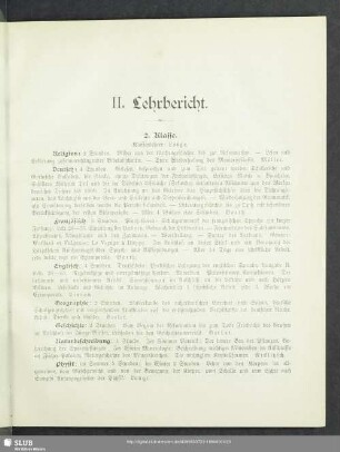II. Lehrbericht