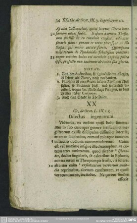 XX Cic. de Orat. L. III. c. 9 Dilectus ingeniorum