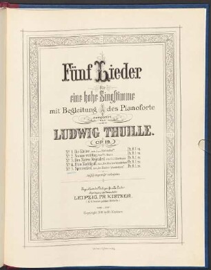 5 Lieder : für 1 hohe Singstimme mit Begl. d. Pianoforte ; op. 19. 5. Spinnerlied (Des Knaben Wunderhorn). - 5 S.