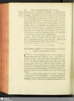 Chapitre LIX. Des Chanoines Reguliers de la Congregation du Val-des-Ecoliers, unie à celle de France