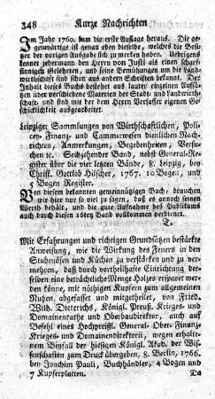 Leipziger Sammlungen von Wirtschaftlilchen, Policey- Finanz- und Cammerwesen dienlichen Nachrichten, Anmerkungen, Begebenheiten, Versuchen etc. Sechzehender Band.