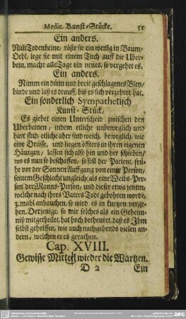 Cap. XVIII. Gewisse Mittel wieder die Wartzen