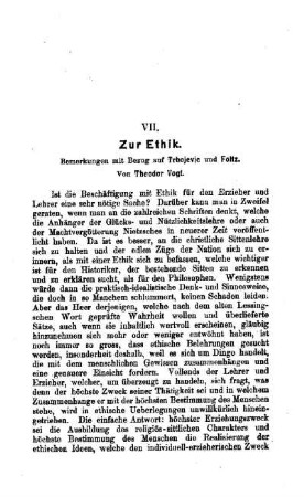 Zur Ethik : Bemerkungen mit Bezug auf Trbojevic und Foltz
