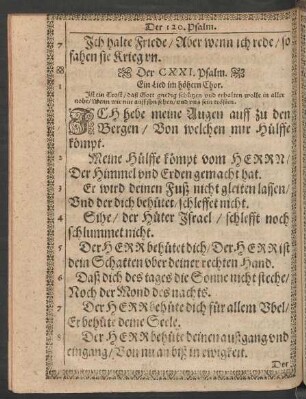 Der CXXI. Psalm - Der CXXX. Psalm