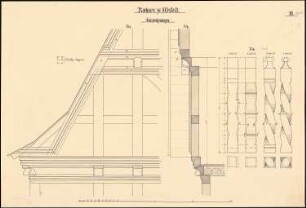 Rathaus, Alsfeld: Details Dachkonstruktion und Säulen 1:10 (vgl. Inv.Nr. 5500)