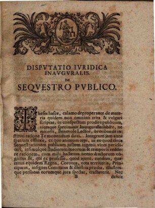 Dissertatio Inavgvralis De Seqvestro Pvblico