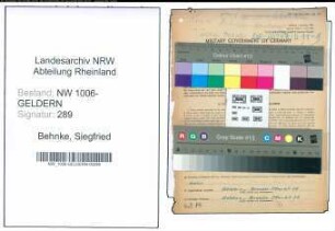 Entnazifizierung Siegfried Behnke , geb. 26.09.1915 (Vulkaniseur)