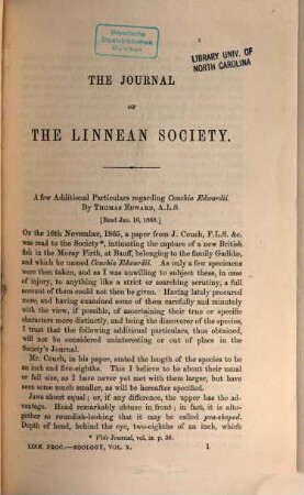 The journal of the Linnean Society of London. Zoology. 10. 1870