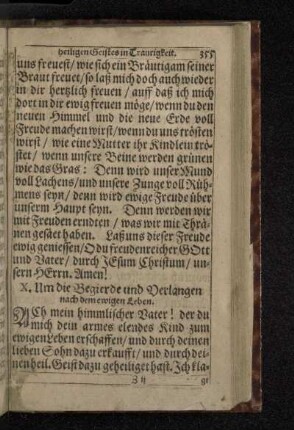 X. Um die Begierde und Verlangen nach dem ewigen Leben.