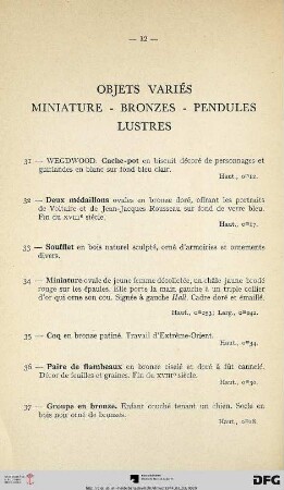 Objets Variés – Miniature – Bronze – Pendules – Lustres (Nr. 31-48)