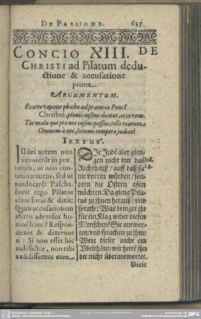 Concio XIII. De Christi ad Pilatum deductione & accusatione prima